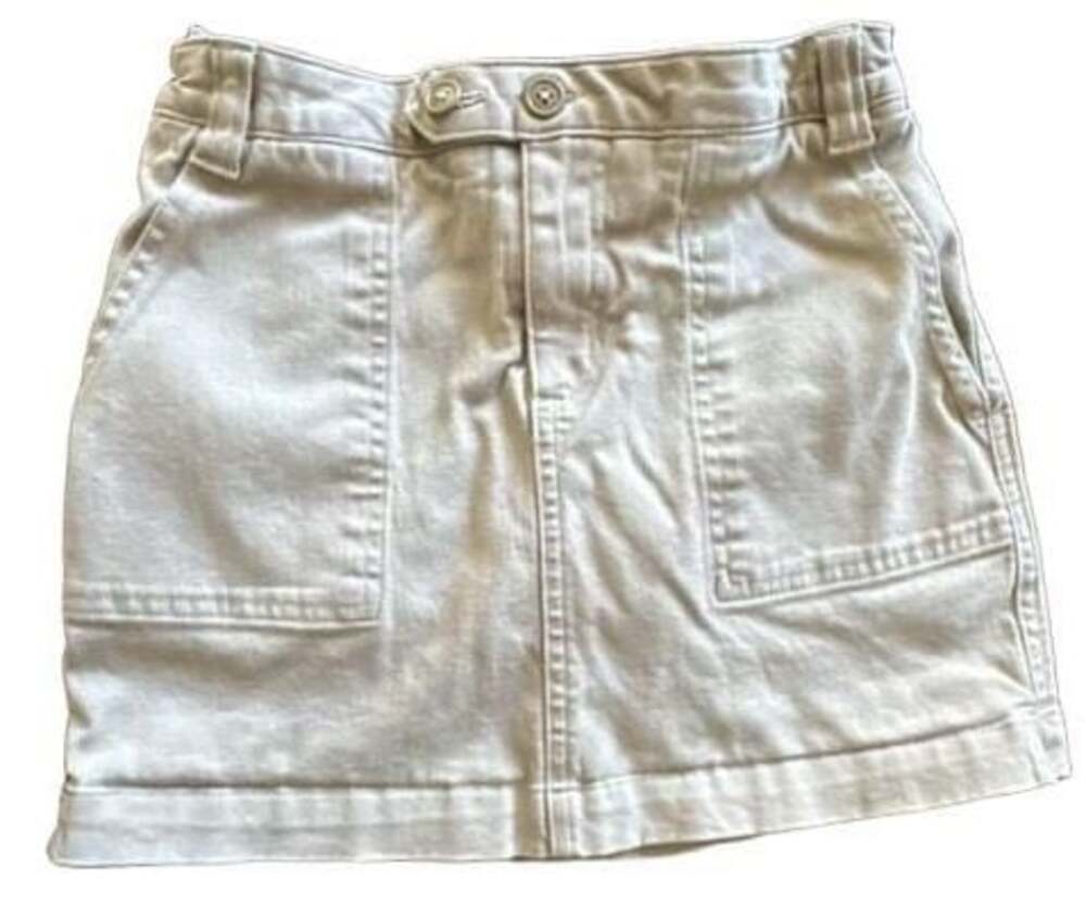 Lands End Girls Size 8 Uniform Skirt Skort Tan Khaki Built-In Shorts Adjustable
